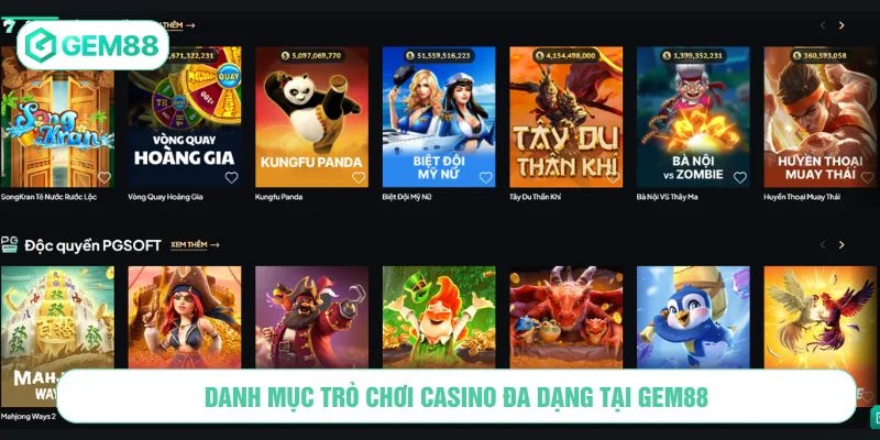 Nhà cái có nhiều game casino phong phú