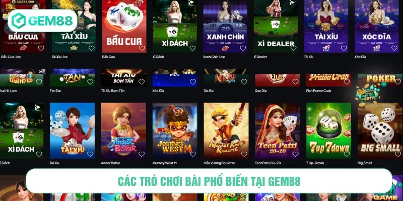 Thông tin các trò chơi bài trực tuyến nổi bật
